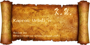 Kapros Urbán névjegykártya